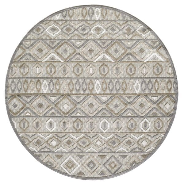 2' x 4' Southwestern Stain-Resistant Indoor/Outdoor Area Rug - Gray & Ivory - Image 3