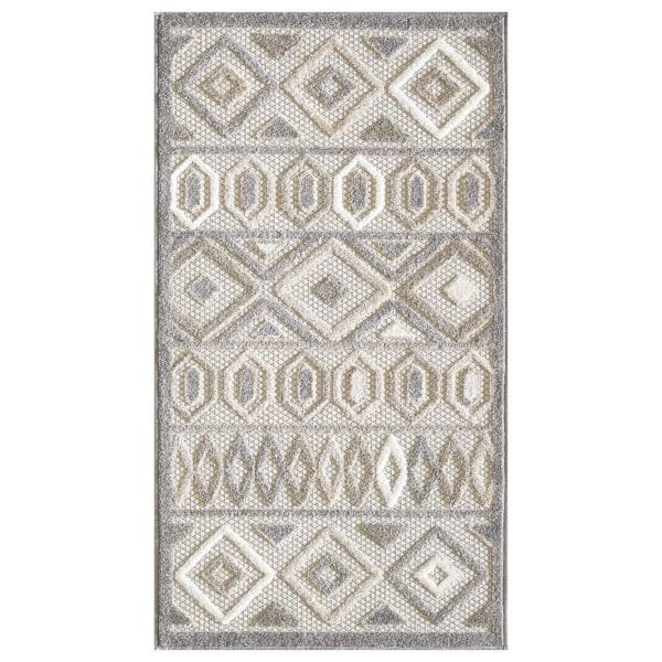 2' x 4' Southwestern Stain-Resistant Indoor/Outdoor Area Rug - Gray & Ivory - Image 4