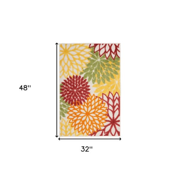 3' x 4' Red Floral Non Skid Indoor/Outdoor Area Rug - Image 6