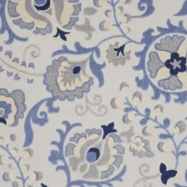 3' x 4' Blue & Gray Toile Non Skid Indoor/Outdoor Area Rug - Image 4