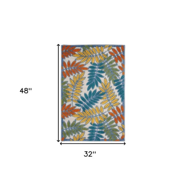 3' X 4' Ivory Floral Non Skid Indoor Outdoor Area Rug - Image 6