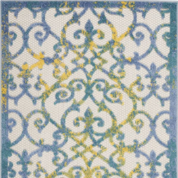 3' x 4' Ivory & Blue Damask Non Skid Indoor/Outdoor Area Rug - Image 5