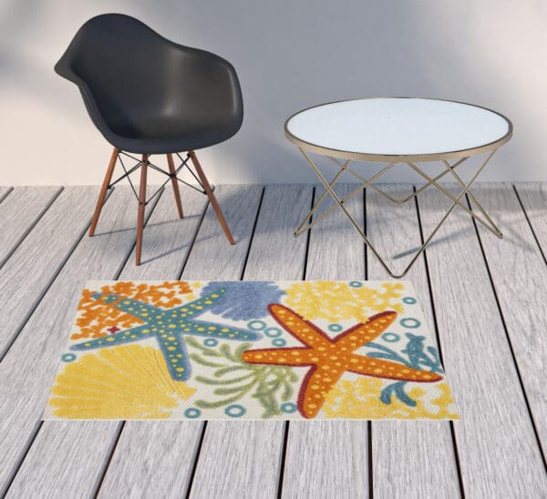 3' x 4' Orange, Blue, and Yellow Animal Print Non-Skid Indoor/Outdoor Area Rug - Image 3