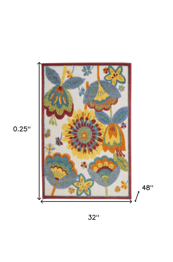 3' x 4' Yellow & Teal Non Skid Indoor/Outdoor Area Rug - Image 6