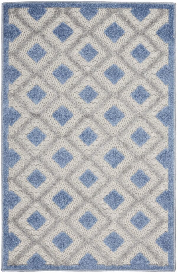 3' x 4' Blue & Gray Gingham Non Skid Indoor/Outdoor Area Rug