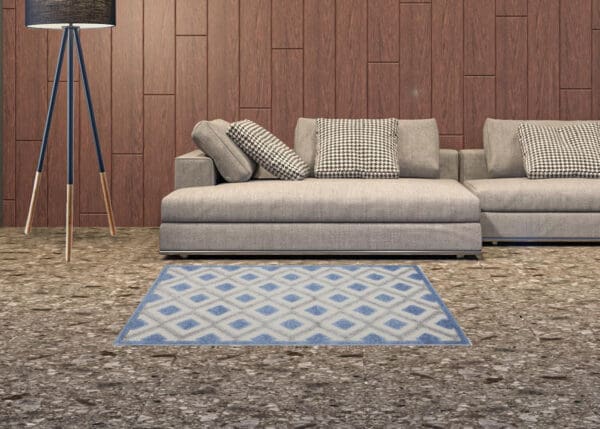 3' x 4' Blue & Gray Gingham Non Skid Indoor/Outdoor Area Rug - Image 3