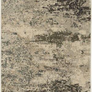 2' x 4' Abstract Power Loom Non Skid Area Rug - Ivory & Gray