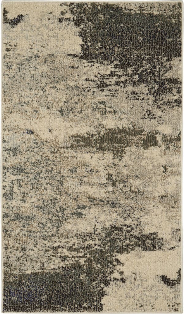 2' x 4' Abstract Power Loom Non Skid Area Rug - Ivory & Gray