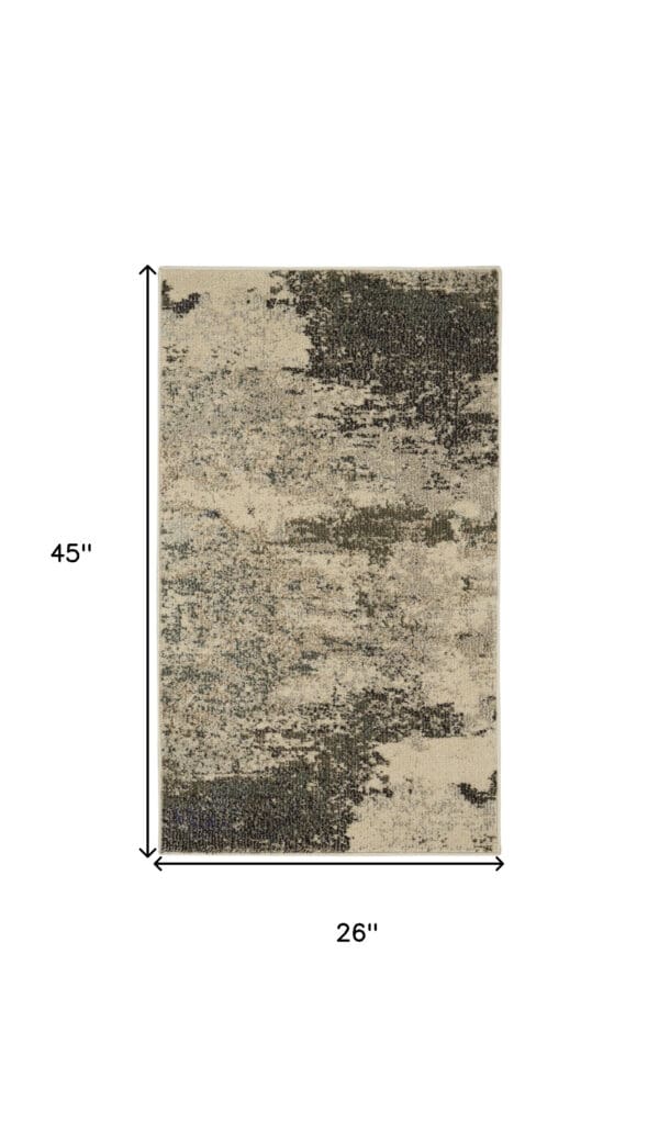 2' x 4' Abstract Power Loom Non Skid Area Rug - Ivory & Gray - Image 6