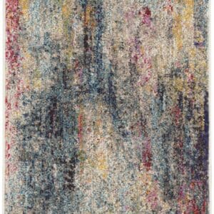 2' x 4' Abstract Power Loom Non Skid Area Rug - Blue & Beige