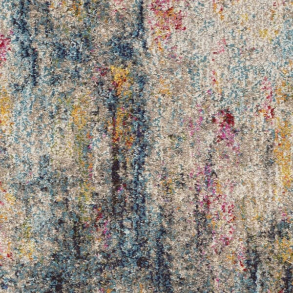 2' x 4' Abstract Power Loom Non Skid Area Rug - Blue & Beige - Image 4