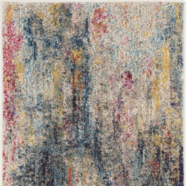 2' x 4' Abstract Power Loom Non Skid Area Rug - Blue & Beige - Image 5