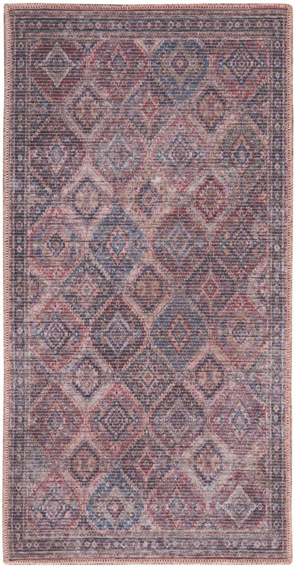 2' x 4' Power Loom Distressed Washable Area Rug - Maroon