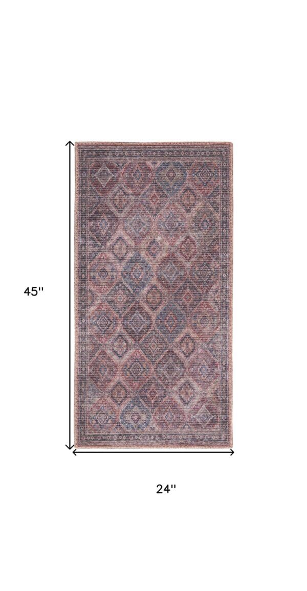 2' x 4' Power Loom Distressed Washable Area Rug - Maroon - Image 6