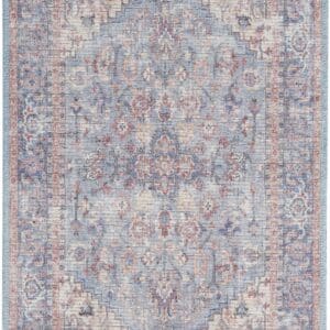 2' x 4' Power Loom Distressed Washable Area Rug - Blue