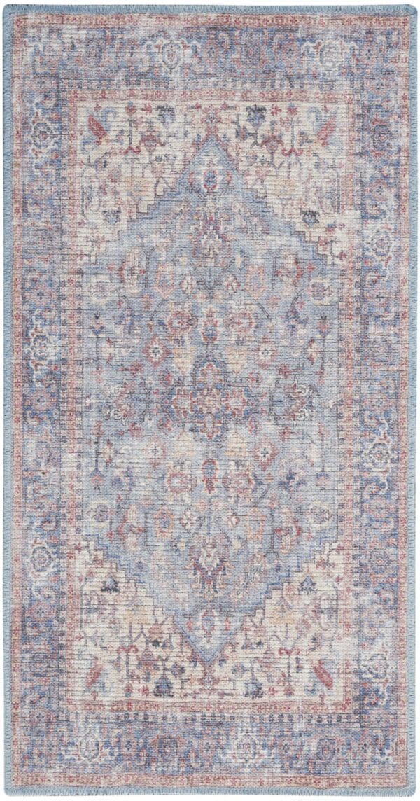 2' x 4' Power Loom Distressed Washable Area Rug - Blue