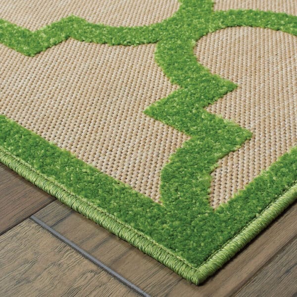 2' x 8' Green Geometric Stain-Resistant Indoor/Outdoor Area Rug - Image 4