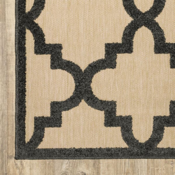 2' X 8' Beige and Black Geometric Stain Resistant Indoor Outdoor Area Rug - Image 5