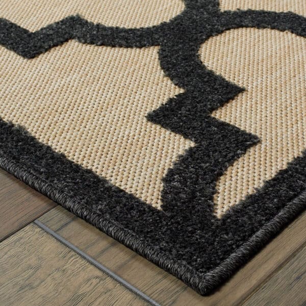 2' X 8' Beige and Black Geometric Stain Resistant Indoor Outdoor Area Rug - Image 7