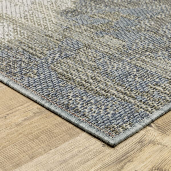 2' X 8' Blue and Gray Abstract Stain Resistant Indoor Outdoor Area Rug - Image 6