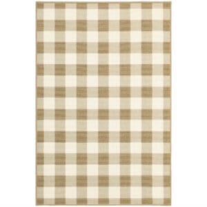 2' x 4' Geometric Stain-Resistant Indoor/Outdoor Area Rug - Gray & Ivory
