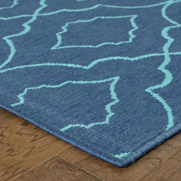 2' x 8' Blue Geometric Stain-Resistant Indoor/Outdoor Area Rug - Image 6