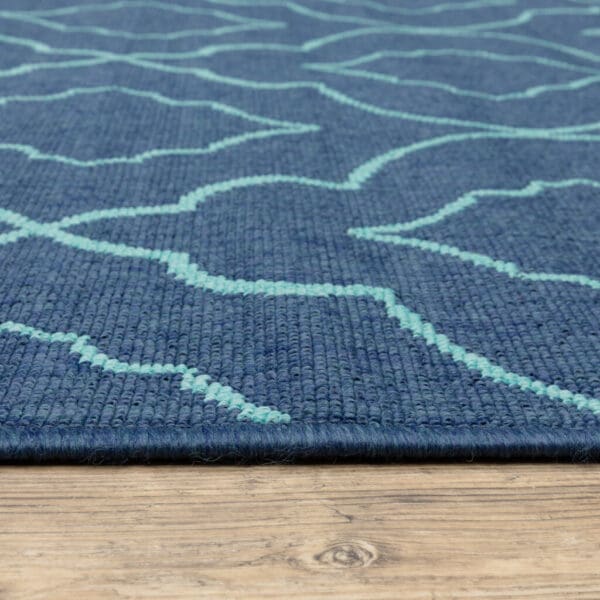 2' x 8' Blue Geometric Stain-Resistant Indoor/Outdoor Area Rug - Image 7