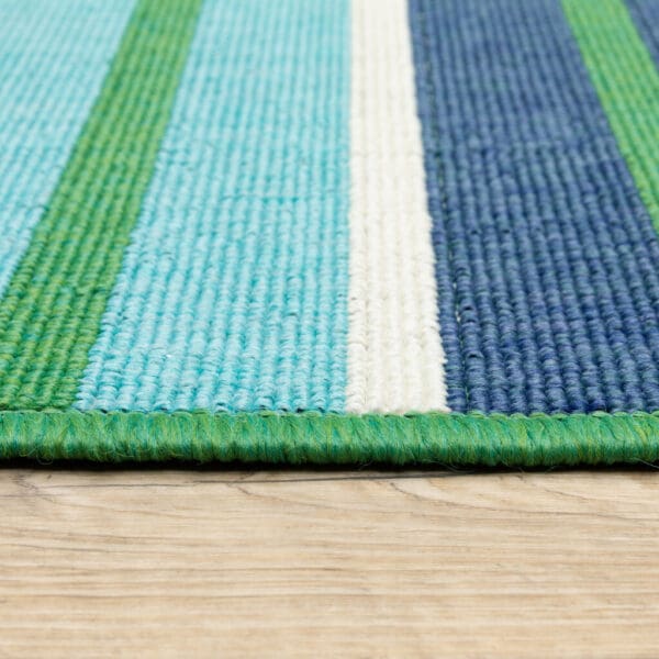 2' X 8' Blue and Green Geometric Stain Resistant Indoor Outdoor Area Rug - Image 4