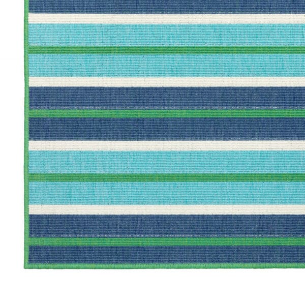 2' X 8' Blue and Green Geometric Stain Resistant Indoor Outdoor Area Rug - Image 6