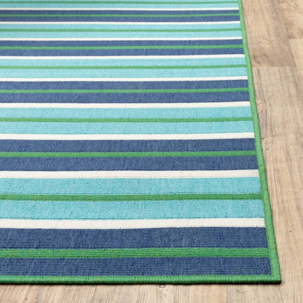 2' X 8' Blue and Green Geometric Stain Resistant Indoor Outdoor Area Rug - Image 7