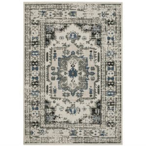 7' x 9' Oriental Stain-Resistant Indoor/Outdoor Area Rug - Blue & Beige