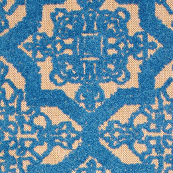 2' X 8' Blue and Beige Oriental Stain Resistant Indoor Outdoor Area Rug - Image 4