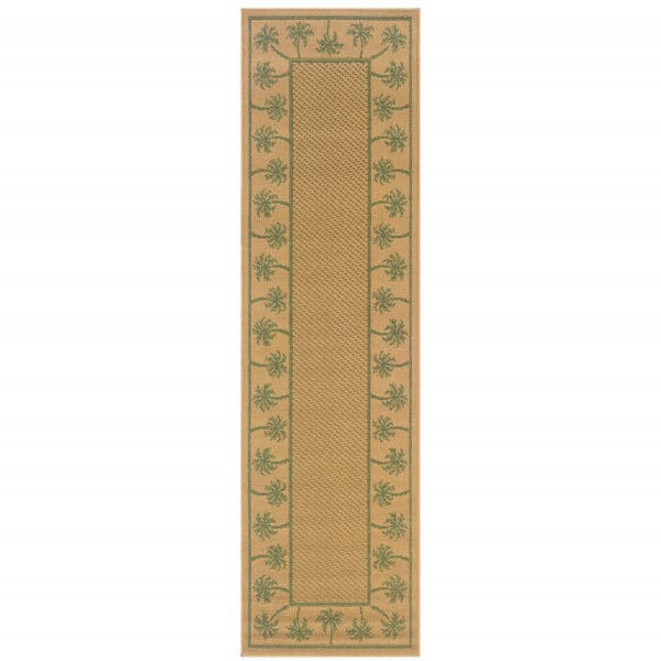 2' X 8' Beige Stain Resistant Indoor Outdoor Area Rug