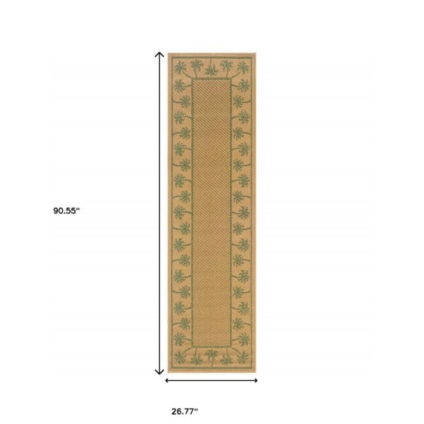 2' X 8' Beige Stain Resistant Indoor Outdoor Area Rug - Image 6