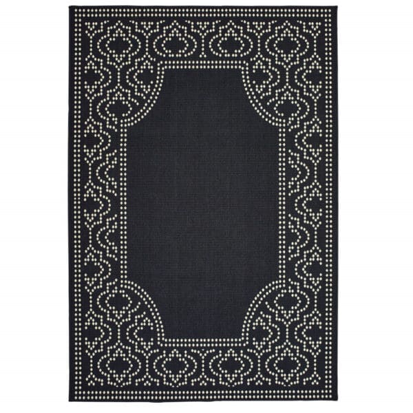 2' x 4' Stain-Resistant Indoor/Outdoor Area Rug - Black & Ivory - Image 2