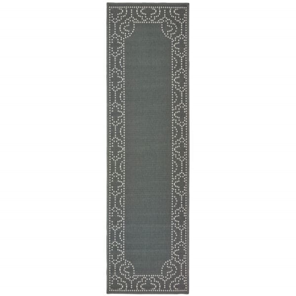 2' x 8' Gray & Ivory Stain-Resistant Indoor/Outdoor Area Rug