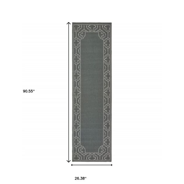 2' x 8' Gray & Ivory Stain-Resistant Indoor/Outdoor Area Rug - Image 6