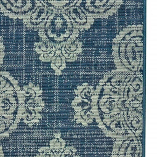 2' X 8' Blue Oriental Stain Resistant Indoor Outdoor Area Rug - Image 4