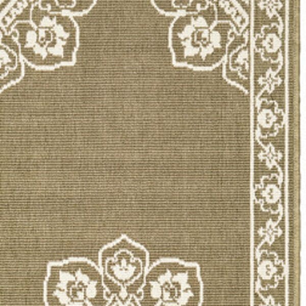 2' X 8' Tan Oriental Stain Resistant Indoor Outdoor Area Rug - Image 4