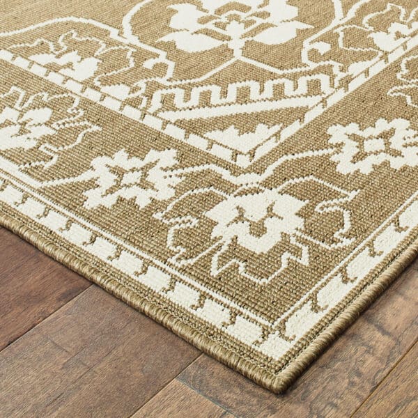 2' X 8' Tan Oriental Stain Resistant Indoor Outdoor Area Rug - Image 5