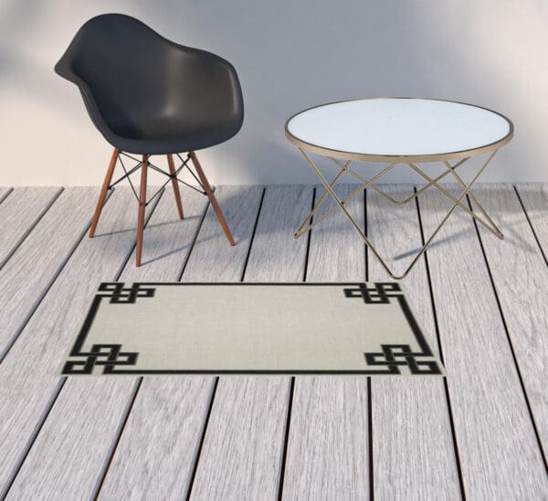 2' x 4' Stain-Resistant Indoor/Outdoor Area Rug - Beige & Black - Image 3