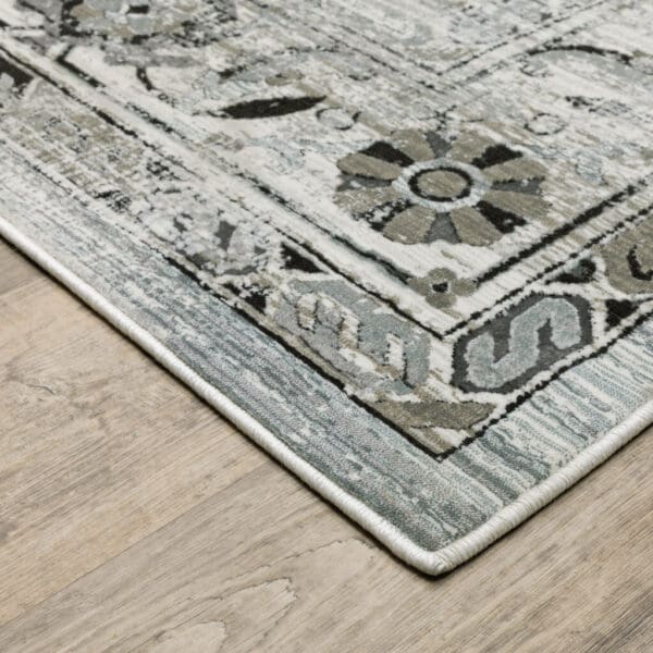 2' x 8' Power Loom Stain-Resistant Runner Rug - Ivory, Charcoal Gray, Blue, & Taupe - Image 4