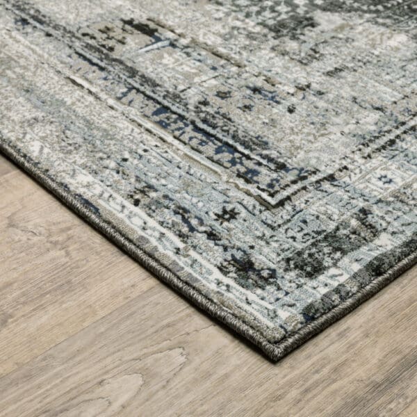 2' x 8' Power Loom Stain-Resistant Runner Rug - Charcoal Gray with Blue, Ivory, & Taupe - Image 4