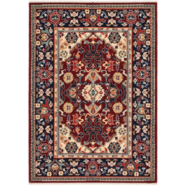 2' x 3' Oriental Power Loom Stain-Resistant Area Rug with Fringe - Multicolor