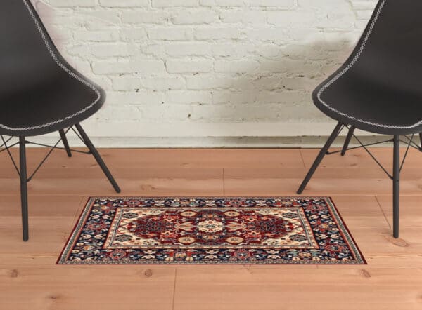 2' x 3' Oriental Power Loom Stain-Resistant Area Rug with Fringe - Multicolor - Image 3