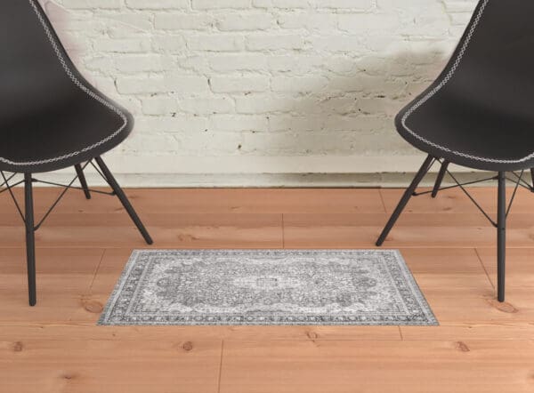 2' x 3' Oriental Power Loom Stain-Resistant Area Rug - Gray - Image 5