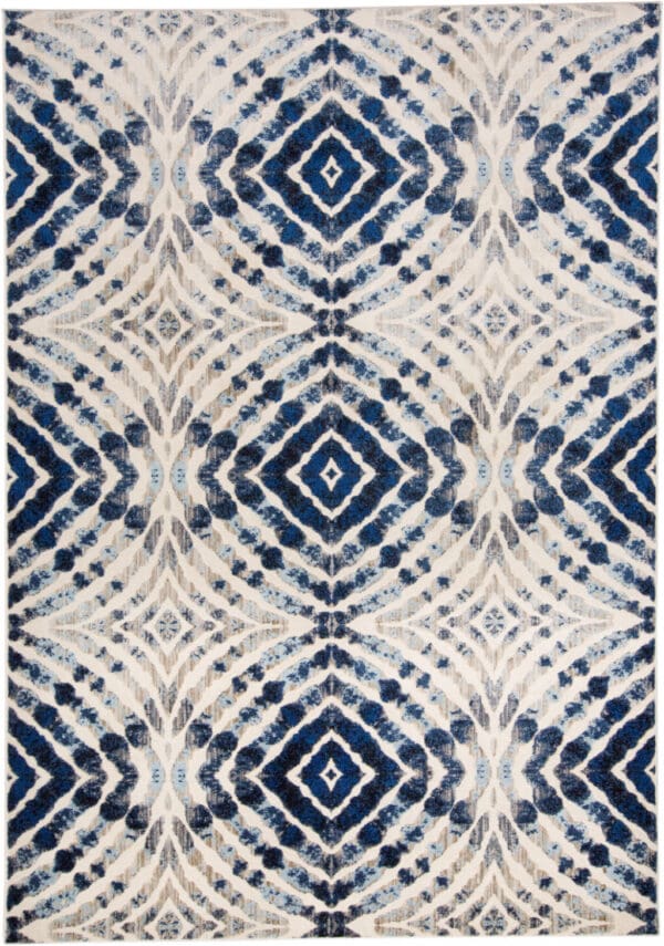 2' x 4' Abstract Distressed Stain-Resistant Area Rug - Ivory, Blue, & Gray - Image 2