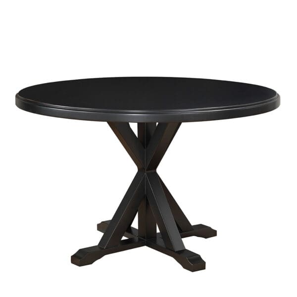 48" Antique Black Round X Pedestal Base Wood Dining Table - Image 2