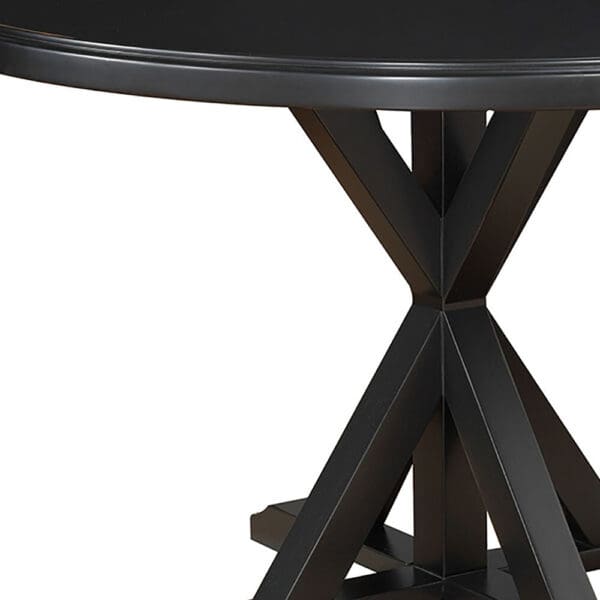 48" Antique Black Round X Pedestal Base Wood Dining Table - Image 5