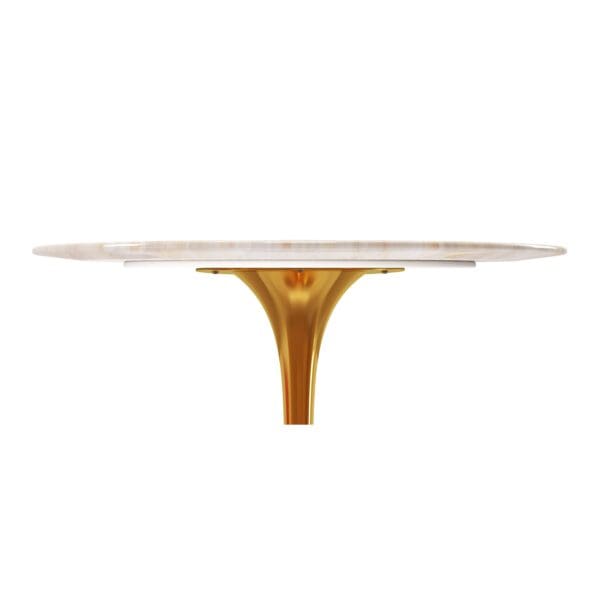 40" White And Gold Marble And Metal Dining Table - Image 3